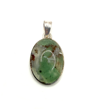 Load image into Gallery viewer, Aqua Chalcedony Pendant in Sterling Silver Oval Frame