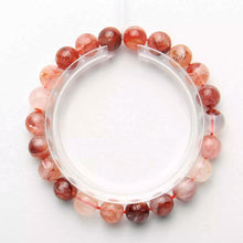Load image into Gallery viewer, Orange Elestial Quartz Bead Bracelet Fire Quartz 8mm Beads Elastic