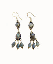 Load image into Gallery viewer, Labradorite Earrings Tiered Dangles