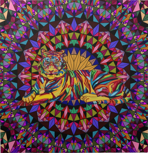 Kaleidoscope Tiger Cotton Tarot Cloth by Kyle MacDuggall