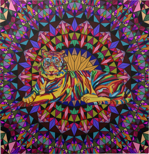 Kaleidoscope Tiger Cotton Tarot Cloth by Kyle MacDuggall