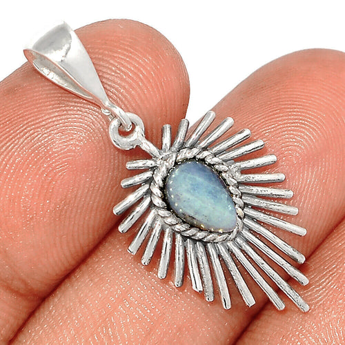 Aquamarine Pendant Sterling Silver Rope and Feather Design