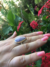 Load image into Gallery viewer, Tiffany Stone Bertrandite Ring size 6 in teardrop shape