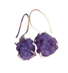 Grape Chalcedony aka Manakarra Botryoidai Sterling Silver Dangle Earrings