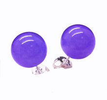 Load image into Gallery viewer, Lavender Jade Stud Earrings 10mm Round Sterling Silver Stud Earrings