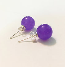 Load image into Gallery viewer, Lavender Jade Stud Earrings 10mm Round Sterling Silver Stud Earrings