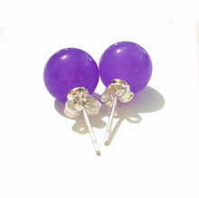 Load image into Gallery viewer, Lavender Jade Stud Earrings 10mm Round Sterling Silver Stud Earrings