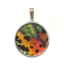 Load image into Gallery viewer, Sunset Moth Butterfly Wing Pendant medium round
