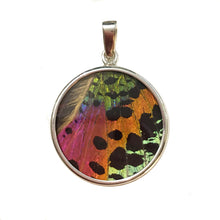 Load image into Gallery viewer, Sunset Moth Butterfly Wing Pendant medium round