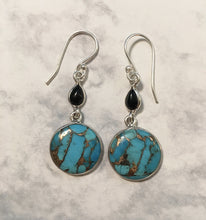 Load image into Gallery viewer, Ithaca Peak Turquoise Earrings with Black Onyx