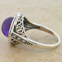 Load image into Gallery viewer, Brazilian Amethyst ring 3.5 carat in Halo Filigree setting size 5
