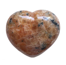 Load image into Gallery viewer, Orange Calcite with Black Tourmaline Puffy Crystal Heart Medium-Size in Burnt Orange