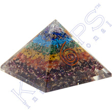 Load image into Gallery viewer, Chakra Orgonite Pyramid 70mm size