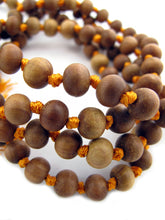 Load image into Gallery viewer, Tassel Necklace Sandalwood Knotted 8mm Mala Beads