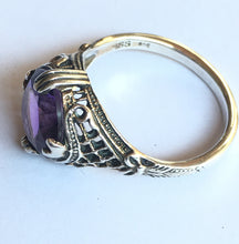 Load image into Gallery viewer, Amethyst Ring 4 Carat 1930's Retro Design Size 8