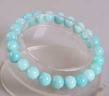 Load image into Gallery viewer, Aquamarine Bracelet  of 8mm Round Beads