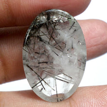 Load image into Gallery viewer, Black Tourmalated Quartz Cabochon 18 by 27mm aka Tourmalinated Quartz