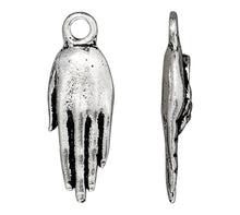 Load image into Gallery viewer, Blossom Hand silver plated pewter charm with antique finish
