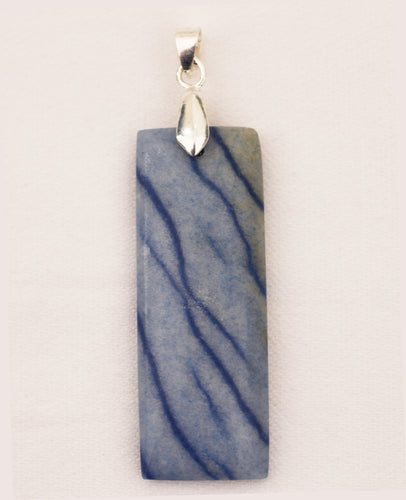 Blue Dumortierite Stone Pendant with silver plated bail.  Also known as Blue Quartz.