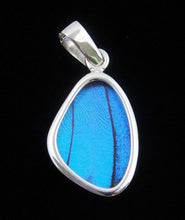 Load image into Gallery viewer, Butterfly Wing Pendant Blue Morpho Butterfly Pendant in Sterling Silver Extra Small