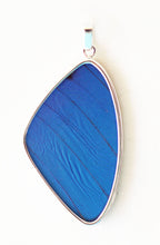 Load image into Gallery viewer, Blue Morpho Butterfly Wing Silver Pendant in XL