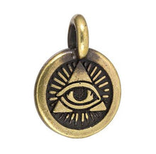 Load image into Gallery viewer, Eye of Providence Charm Brass Oxide Pewter by TierraCast