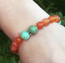 Load image into Gallery viewer, July Birthstone Carnelian and Amazonite Bracelet