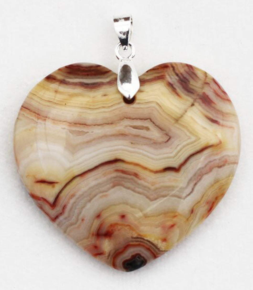 Mexican Crazy Lace Agate Pendant Heart
