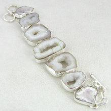 Load image into Gallery viewer, Quartz Druzy Crystal Silver Link Bracelet