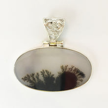 Load image into Gallery viewer, Scenic Dendrite Agate pendant in Sterling Silver Oval Frame
