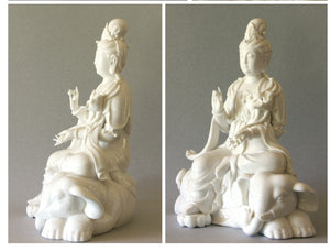 Primordial Buddha on Elephant Porcelain Figurine