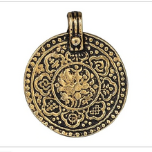 Load image into Gallery viewer, Eightfold Path Charm in Antique Gold-Plated Pewter by TerraCast