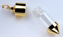 Load image into Gallery viewer, Gold plated Capped Bottle Pendant filled with Labradorite Chips