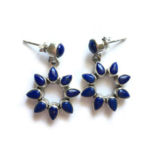 Load image into Gallery viewer, Lapis Lazuli Flower Earrings