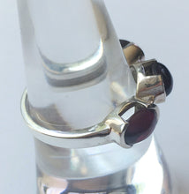 Load image into Gallery viewer, Garnet Ring 3 oval garnets sterling silver ring size 8.25