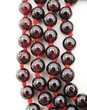 Load image into Gallery viewer, Garnet Knotted 108 Natural Hand Carved 4.5mm Bead Mala