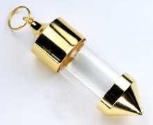 Load image into Gallery viewer, Glass Bottle Pendulum or Message in a Bottle Pendant in Gold Tone