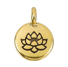 Load image into Gallery viewer, Lotus Pendant Necklace Gold Plated Pewter Round Charm