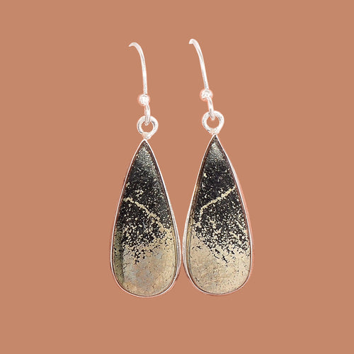 Healer's Gold Pyrite in Magnetite Earrings
