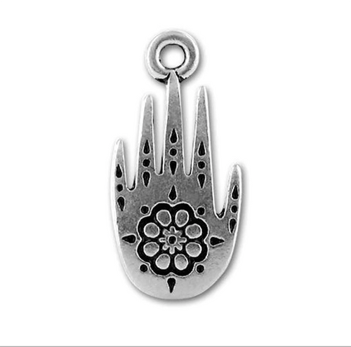 Henna Hand Silver Plated Charm with Antique Finish