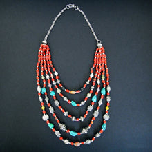Load image into Gallery viewer, Himalayan Treasures Necklace of Tibetan Turquoise, Coral, Carnelian, Jade and Sterling Silver