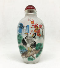 Load image into Gallery viewer, Red Crested Cranes by Waterfall Glass Snuff Bottle Ornament