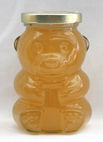 Raw, Unfiltered, Astragalus Honey from Oregon in Darling Glass Bear Jar