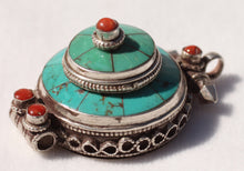 Load image into Gallery viewer, Turquoise Pendant Locket with Red Coral