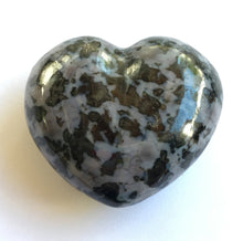 Load image into Gallery viewer, Indigo Gabbro Heart 2.25 Inch Puffy Heart aka Merlinite Dendritic Opal
