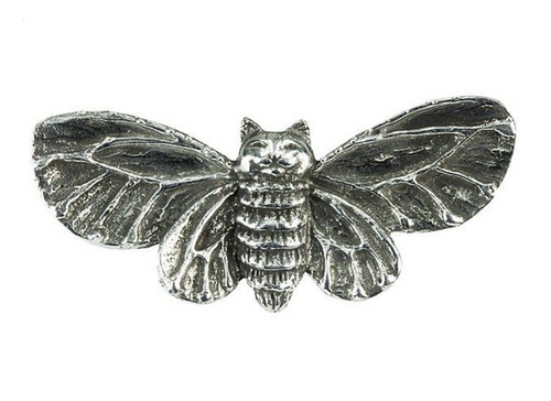 Kitty Cat Moth Antique Silver Plated Pewter Pendant by Green Girl Studios
