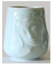 Load image into Gallery viewer, Kwan Yin Mug with a pretty face in Celadon Glaze