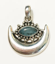 Load image into Gallery viewer, Aquamarine Pendant Sterling Silver Crescent