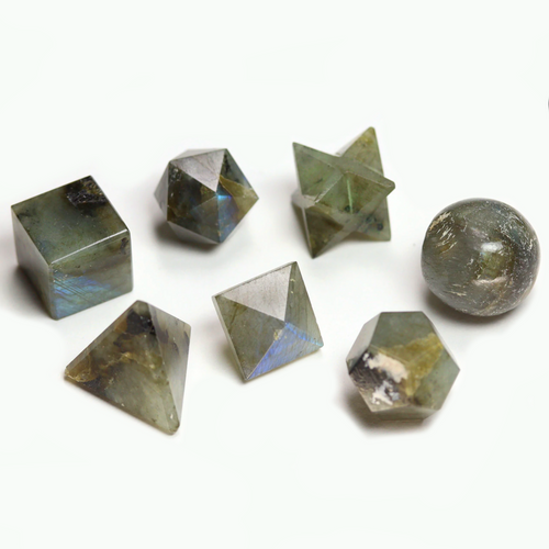 Labradorite Platonics Solids Sacred Geometry Set of 7