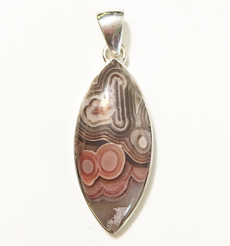 Laguna Lace Agate Pendant in Sterling Silver Marquise Shape